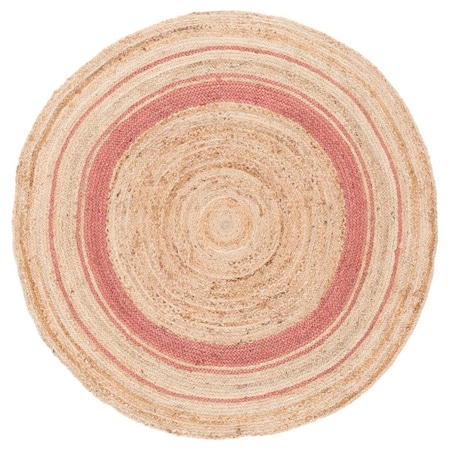Safavieh Natural Fiber Contemporary Hand Woven Round Rug; Pink & Natural - 6 x 6 ft. NF120U-6R